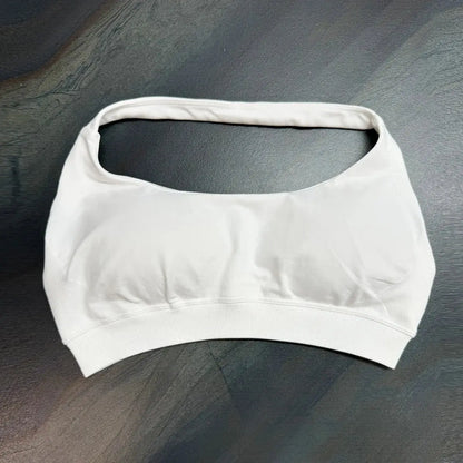 Dfyne Impact Sports Bra for Women Seamless Halter Bra Open Back Yoga Top Bras Medium Support Gym Crop Top Padded Sportswear - SlimmingHut