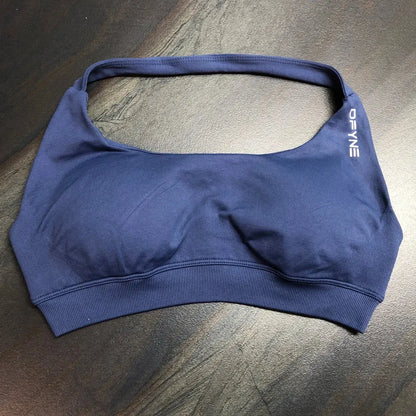 Dfyne Impact Sports Bra for Women Seamless Halter Bra Open Back Yoga Top Bras Medium Support Gym Crop Top Padded Sportswear - SlimmingHut