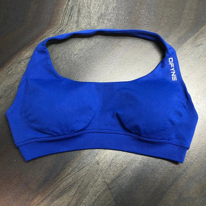 Dfyne Impact Sports Bra for Women Seamless Halter Bra Open Back Yoga Top Bras Medium Support Gym Crop Top Padded Sportswear - SlimmingHut