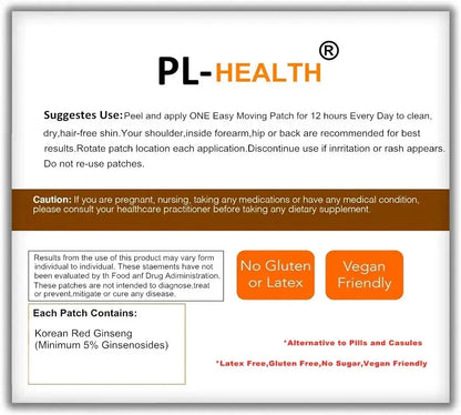 Korean Korean Red Ginseng Root Transdermal Patches for Energy, Focus, Performance, Vitality & Immune 30 Patches SlimmingHut