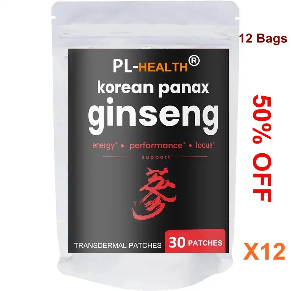 Korean Korean Red Ginseng Root Transdermal Patches for Energy, Focus, Performance, Vitality & Immune 30 Patches - SlimmingHut