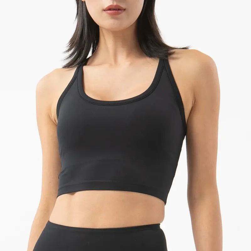 SOISOU Nylon Gym Bra Sports Top Women Yoga Fitness Breathable Underwear Vest Double Layer Support Chest Pad Removable 6 Colors SlimmingHut
