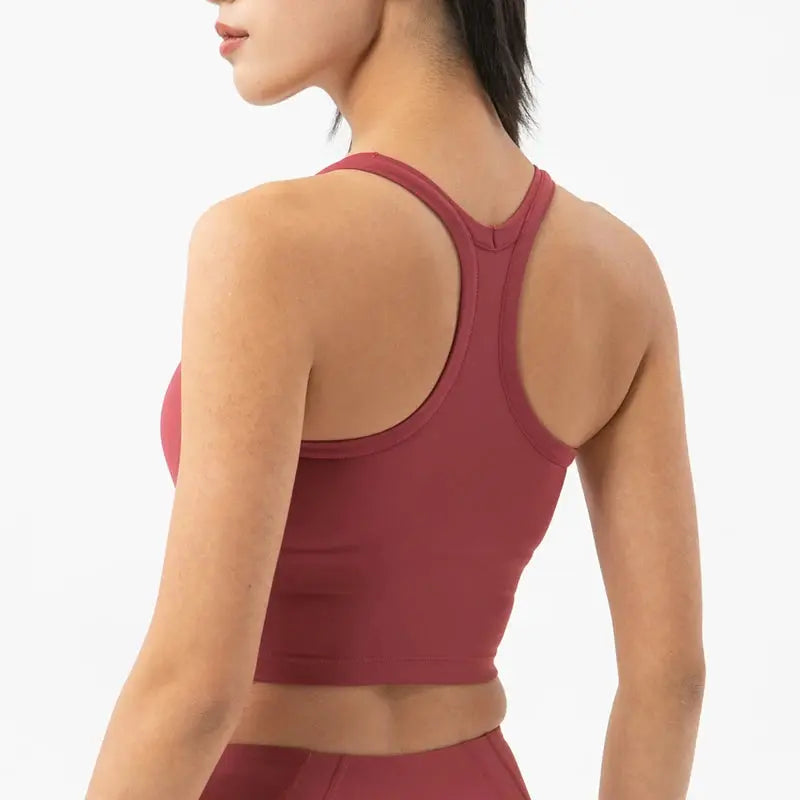 SOISOU Nylon Gym Bra Sports Top Women Yoga Fitness Breathable Underwear Vest Double Layer Support Chest Pad Removable 6 Colors - SlimmingHut
