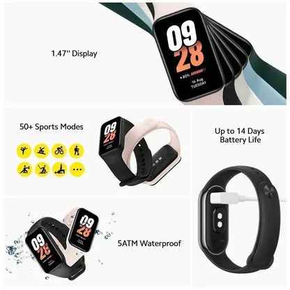 [World Premiere]New Xiaomi Mi Band 8 Active Global Version 1.47" Display 50+ Fitness Modes Heart Rate SpO2 Monitoring Smart band - SlimmingHut
